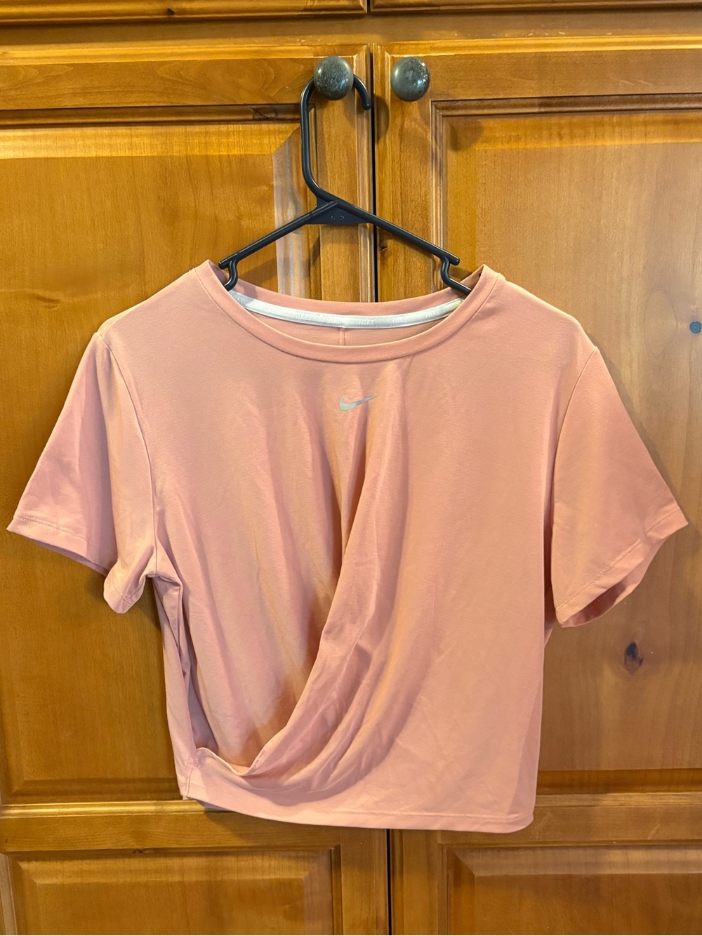 Nike Pink Draped Short-Sleeve Crop Top